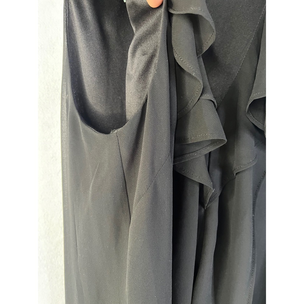 BCBGMaxAzria women's black dress XS v-neck ruffle‎ pullover chiffon  NWOT - Picture 4 of 9